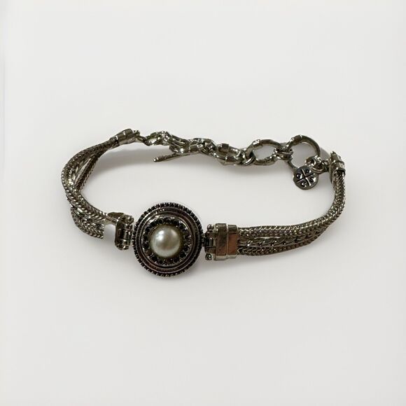 Ginger Snaps Petite Single Snap Multi Chain Bracelet with Miss Pearl Black - Picture 1 of 10